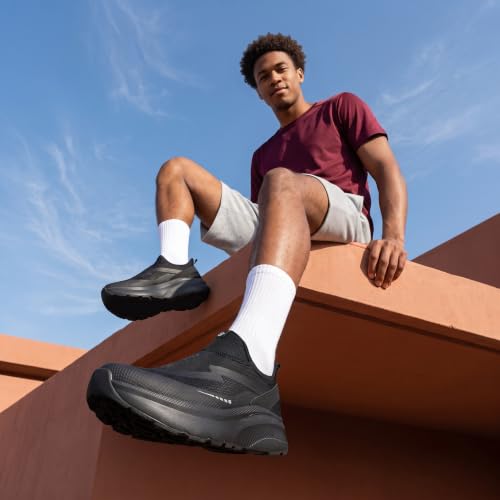 JACKSHIBO Men's Wide Toe Box Slip on Walking Shoes Arch Support Sneakers 9.5 Wide Slip on Black