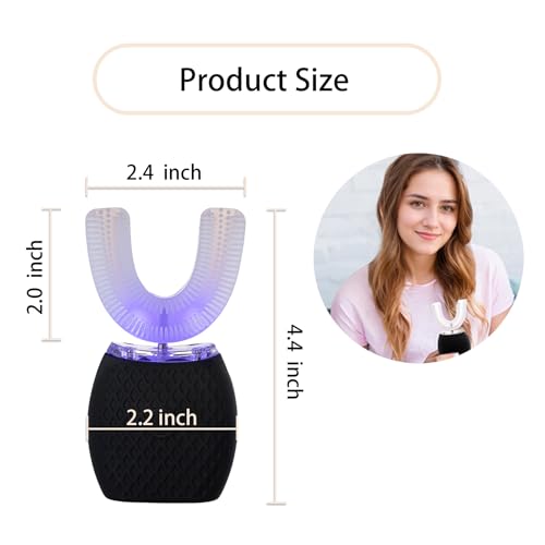Adult Ultrasonic Automatic Toothbrush Waterproof Timer Travel Black