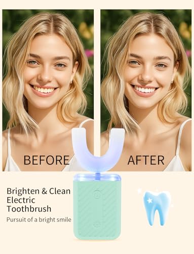 U-Shaped Electric Toothbrush for Adults, u Toothbrush with IPX7 Waterproof, ultrasonic Toothbrush for Home and Travel