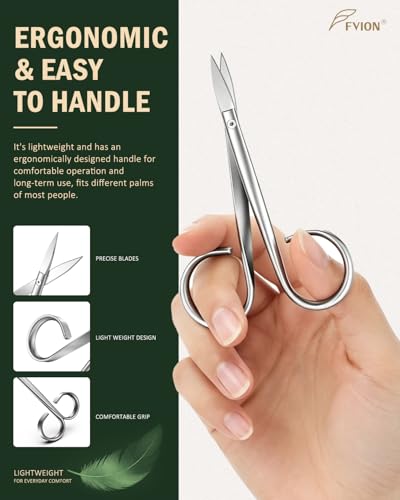FVION Thick Toe Nail Scissors for Seniors – Precision Nail Scissor for Thick & Ingrown Nails, Stainless Steel Toenail and Fingernail Scissors with Ergonomic Handle (Silver) Silver