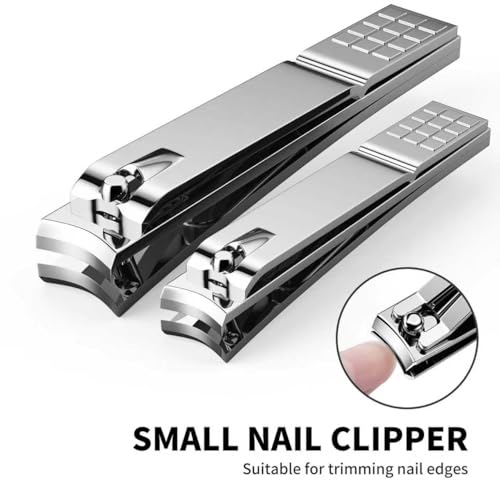 Derlaier Nail Clippers Set, Heavy-Duty Fingernail & Toenail Clippers，Silver Silvery-large/Small