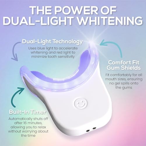 Venus Visage Teeth Whitening Pen (4 Pack) and Teeth Whitening Kit with LED Light Device - Includes 3 Gel Pens, Tooth Whitener Trays & Remineralization Pens, Low Sensitivity & Enamel-Safe, Mint Flavor