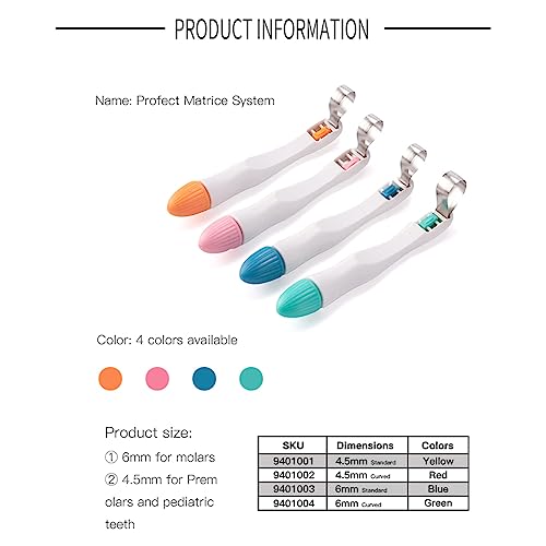 Dental Matrix Bands 4.5/6MM Proformed Matrix System Standard/Curved Disposable Matrices Adjustable Metal Matrix Ring (4.5MM Curved 50PCS) 4.5MM Curved 50PCS