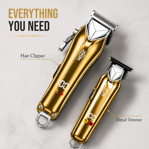 Cordless Hair Clipper and T-Blade Trimmer Set for Men and Women, Gold