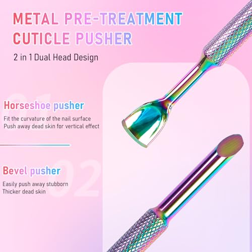 Pre-Treatment Cuticle Pusher, Dual Ended Cuticle Remover Tool Colorful