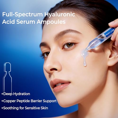 PROFLING Hyaluronic Acid Serum with Copper Peptides, Post-Microneedling Hydrating & Soothing Face Serum for Sensitive, Redness-Prone Skin, Barrier Support, Single-Use Vials 30PCS