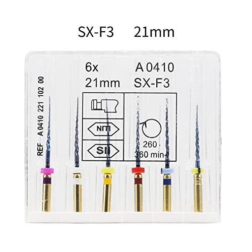 6PCS/Set Endodontic NiTi Super Files,Universal Endo Rotary Protaper Files Endo Mixed Tips SX-F3 (25MM) 25MM