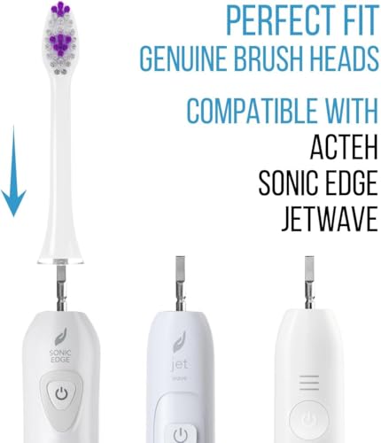 ACTEH Genuine JetWave & Sonic Edge Toothbrush Replacement Heads | Premium Original | Fits Acteh Sonic Edge & JetWave Toothbrushes White (Blue, Green, Purple, Yellow)
