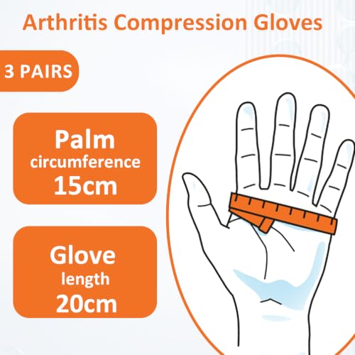 3 Pairs Arthritis Compression gloves Women Men, Fingerless Carpal Tunnel Gloves, Wrist Brace Hand Support for Swelling, Crocheting, Typing, Trigger Finger Relief