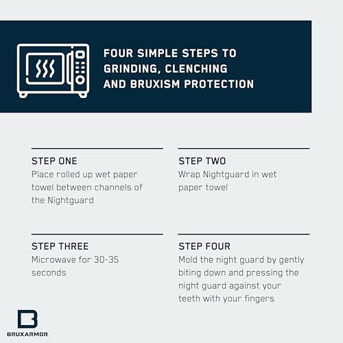 BruxArmor Custom Fit Mouth Guard for Sleep and Grinding, 2-Pack, Navy