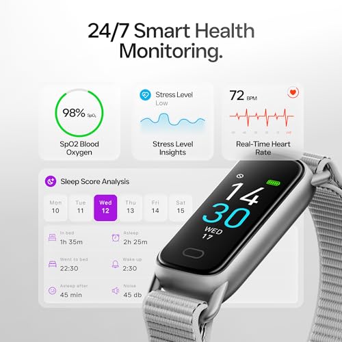Lightweight Activity & Fitness Tracker with Subscription-Free App Control, AI Sleep Insights, 24/7 Heart Rate & Blood Oxygen Tracking, 16 Sport Modes, Waterproof Smart Watch for Men & Women Silver