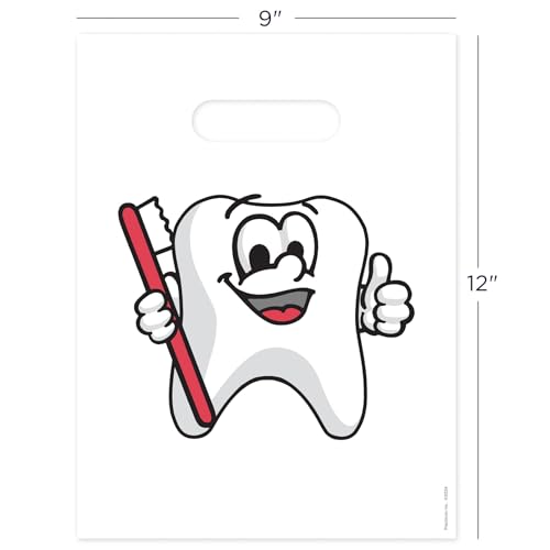 Tootie Tooth Dental Giveaway Bags, 9" x 12", 100 Pack 9" x 12"