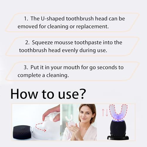 Adult Ultrasonic Automatic Toothbrush Waterproof Timer Travel Black