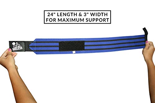 Nordic Lifting Elbow Compression Sleeves (1 Pair, Medium) and Wrist Wraps Super Heavy Duty (1 Pair/2 Wraps) Blue
