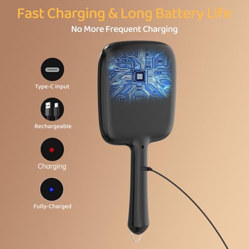 Famihomii Rechargeable Lighted Handheld Mirror, Hand Mirror with Magnifying Black