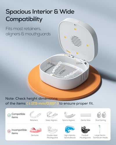 Nulaxy UVC Retainer Case with Fan, Dual Vent Holes & Built-in Mirror, White