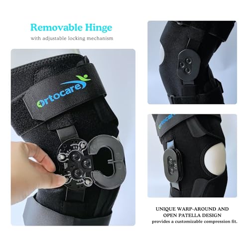 Hinged Knee Brace with Side Stabilizers & Locking Dial- Adjustable Knee Support for ACL Recovery, Meniscus Tear, Arthritis Pain Relief - Medical Immobilizer with Open Patella for Men & Women