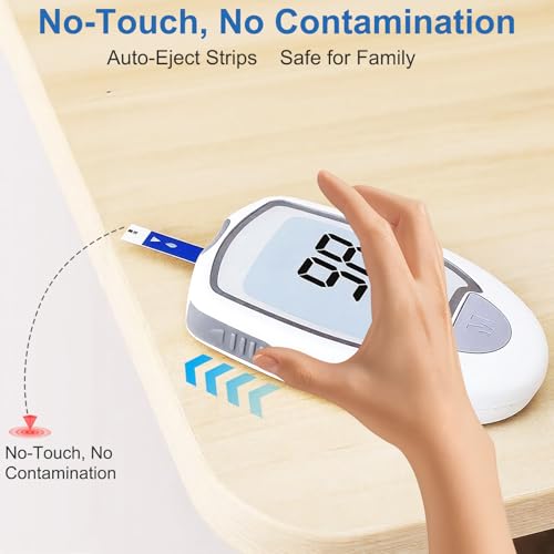 Glucose Monitor Kit, Blood Sugar Monitor with 50 Test Strips & 50 Lancets for Diabetes Testing, High Accuracy Blood Glucose Meter with Auto Eject, No Coding & Large LCD for Seniors, Glucometer Diabetes Testing Kit for Travel & Home Use