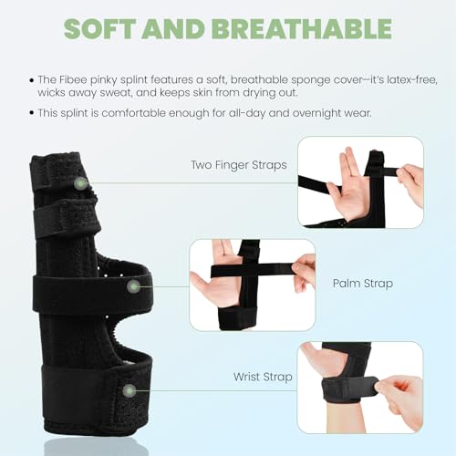 Metacarpal Finger Splint Hand Brace - Pinky Ring Finger Immobilizer For Boxer Fractures -Fit for Both Left or Right Hand (Large) Large