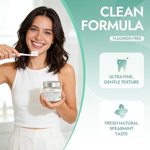 MYTO Tooth Powder, Peppermint Hydroxyapatite, Fluoride Free, 1.76 oz