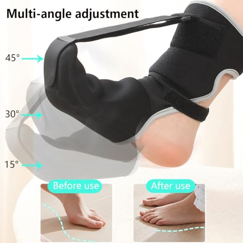 Plantar Fasciitis Night Splint with Massage Ball,Upgraded Planter Fasciitis Relief Brace,Relief Brace for Foot Drop,Heal Spur,Arch Pain,Achilles Tendonitis & Foot Fatigue Relief,Unisex Foot Brace(L) L
