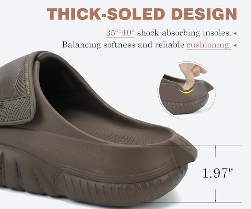 COFACE Mens Recovery Sandals Man Orthopedic Plantar Fasciitis Walking Outdoor Slides for Men Comfort Adjustable Thick Cushioned Orthotic Size 7-15 10 Brown