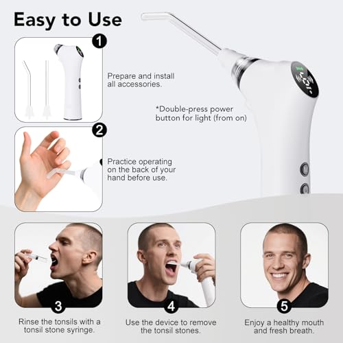 Electric Tonsil Stone Remover – High-Precision & Painless Cleaning, Food-Grade Material, 6 Suction Levels | Tonsil Stone Removal Kit with LED Light, Oral Protection & 11 Attachments