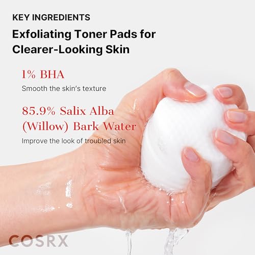 COSRX BHA Toner Pads, 70 Sheets, Exfoliating Pads for Dead Skin & Blackheads, Minimize Pores, Prevent Breakouts, Improve Skin Texture, Korean Skin Care BHA - Clear Pads