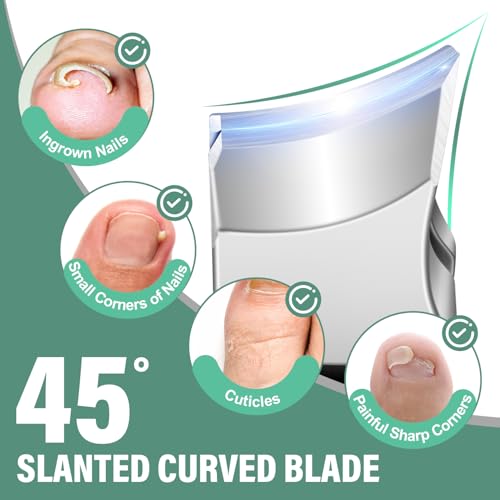 Toenail Clippers for Thick Toenails for Seniors, Angled Head Large Toe Nail Clippers for Ingrown Nails, Sharp Nail Cutter with Catcher Long Handle, Heavy Duty Nail Clippers Set for Thick Toenails Professional Nail Clipper Set