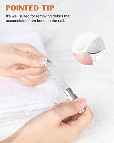 FVION Professional Metal Nail Files - 2 PCS, Double-Sided, Stainless Steel, Coarse & Fine Grit, Manicure & Pedicure Tool Set Medium