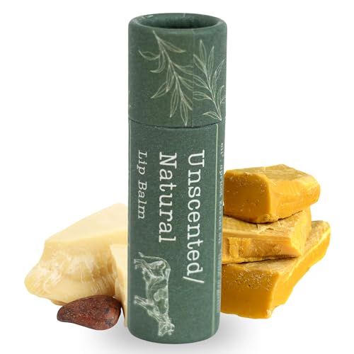 Hearth & Homestead Handmade Beef Tallow Lip Balm - 100% Grass Fed, Beeswax & Organic Cocoa Butter - Natural Chapped Lip Repair - Unscented - .33oz Unscented (Herb-Infused)