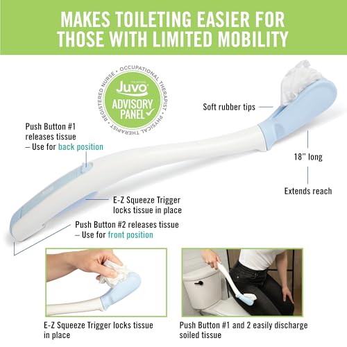 Juvo Toilet Aid - Personal Bottom Wiping Tool, Bathroom Mobility Aid for Disabled, Elderly, and Surgery Recovery - 18" long wand with hygienic cover Original Toilet Aid