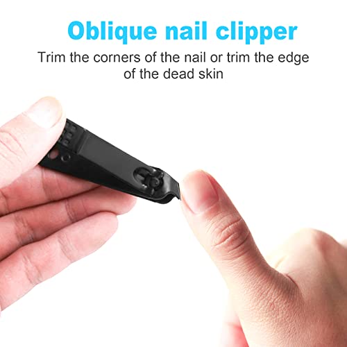 Nail Clippers Set, 4 Piece Fingernail Toenail Cutters for Men Women, Black