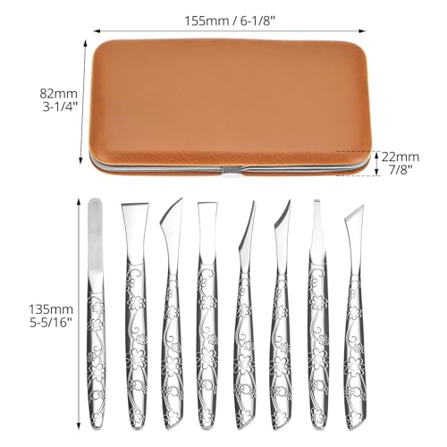 QWORK Ingrown Toenail Tool, 8 Pcs Foot Shaver Pedicure Tool, Stainless Steel Dead Skin Removal Kit, for for Ingrown Foot Fingernail Care