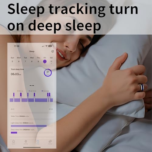 Smart Ring for Women Men Health Ring Fitness Tracker with Sleep Monitor Heart Rate Monitor Distance Screen Display for Android iOS silvery 13