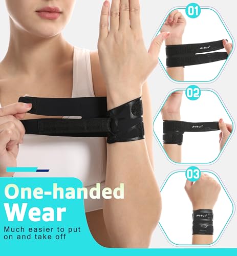 HiRui Wrist Brace Wrist Wrap for TFCC Tears, Ultra-thin Compression Wrist Strap Wrist Support for Workout Basketball Tennis Weightlifting Tendonitis Carpal Tunnel Syndrome-Adjustable (Black, 2 Pack) Black, 2 Pack
