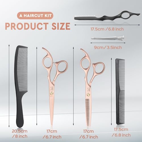 JASON Hair Cutting Scissors Set - 10-Piece Thinning Shears RoseGold 6"