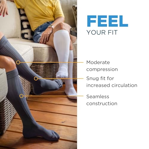 Medical Grade Compression Socks for Men & Women 15-20 mmHg by OrthoSleeve (White, Medium) White