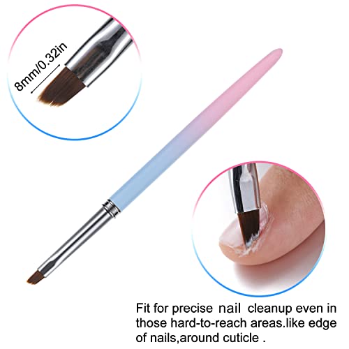 2Pcs Nail Clean Up Brushes, Nail Brushes for Cleaning Polish Mistakes 2 Pcs Round&Angled Nail Brushes for Cleaning Polish
