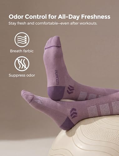 Momcozy Compression Socks for Women, 20-30 mmHg for Flying, Travel & Sports Medium Purple/White