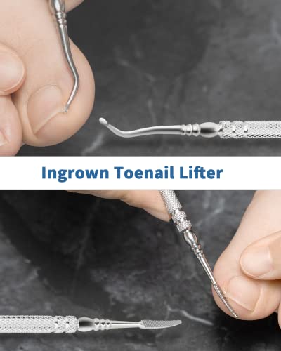 Toenail Clippers, Toe Nail Clippers for Thick or Ingrown Nails with Ingrown Toenail File and Lifter, Stainless Steel Sharp Curved Blade Professional Podiatrist Grooming Tool for Men Seniors