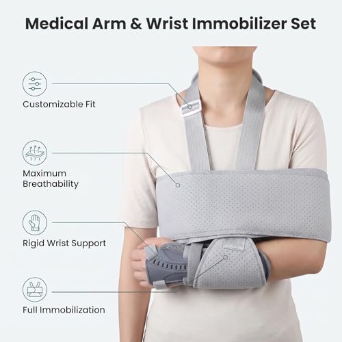 3-in-1 Adult Wrist Support Belt Set, Hand Wrist Brace for Adults with Sling & Immobilization Strap, Adjustable Buckle Fracture Wrist Splint for Adults, Left & Right Available (Right hand) Right Hand