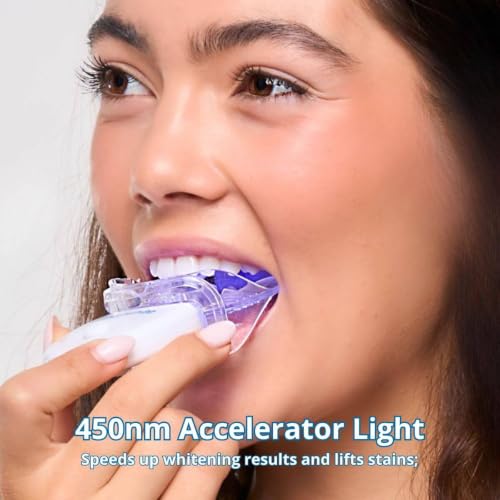 Pro Teeth Whitening Kit 32X LED Light, 4 Carbamide Peroxide Gel Syringes & Whitening Tray Professional At-Home Teeth Whitener for Sensitive Teeth, Removes Coffee, Tea, Wine, Smoking Stains