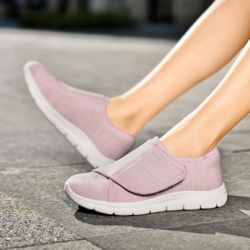 Sisttke Diabetic Shoes for Women Wide Width Slip-on Walking Shoes 10.5 Wide Pink
