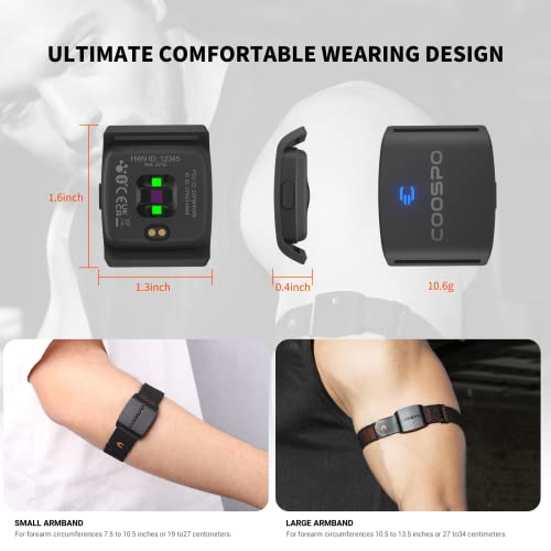COOSPO HW9 Bluetooth 5.0 ANT+ Heart Rate Monitor Armband with HR Zones/Calories Burned, Optical HRM Sensor for Fitness Training/Cycling/Running,Compatible with Peloton,DDP Yoga,Wahoo COOSPO Heart Rate Monitor Armband HW9