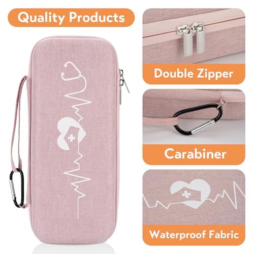 SMYV 17 pcs Stethoscope Case Kit, Nursing School Essentials Include Stethoscope Case, Medical Scissors, Pen Lights, Bandages, Ideal Gifts for Nurse Student Light Pink