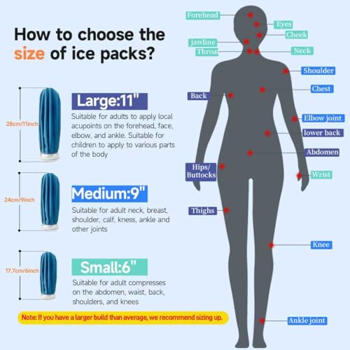 ANMIA Ice Pack Bags with Wrap for Injuries Reusable, Cold Pack Water Bag Hot Bag for Pain Relief, Leak-Proof Elastic Ice Bag, Size 9'' 9" with Wrap