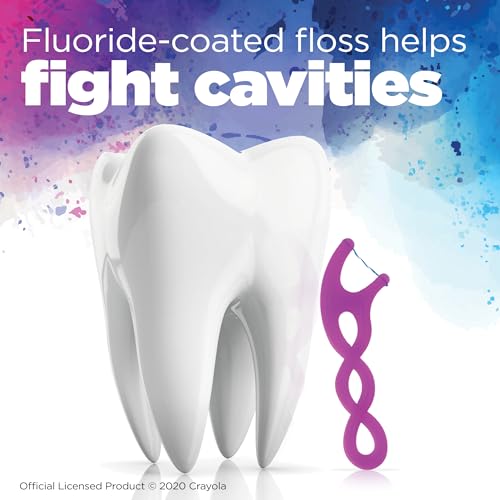 GUM Crayola Twistables Kids Floss Pick with Fluoride, 90 Count (4 Pack)