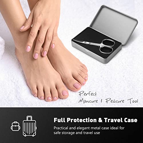 BEZOX Nail Scissors with Sharp Curved Blade - Nail Maintenance Toenail and Fingernail Scissor with Ergonomic Design for Men & Women Shiny Silver