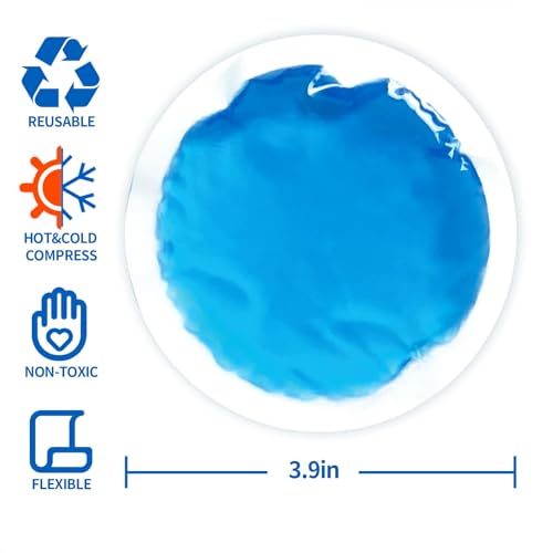 Soft Ice Pack/Small Ice Packs for Injuries Reusable, Small Round Gel Hot & Cold Compress (12 Pack) for Pain Relief, Toothache, Surgery Recovery - Soothing Gel with Sleeve - Blue 12 Count (Pack of 1) 12.0
